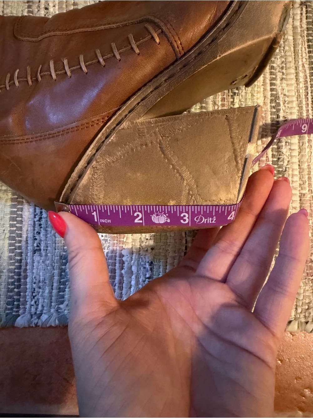Vintage Leather Platform Boots in Cognac Brown - Picture 8 of 10